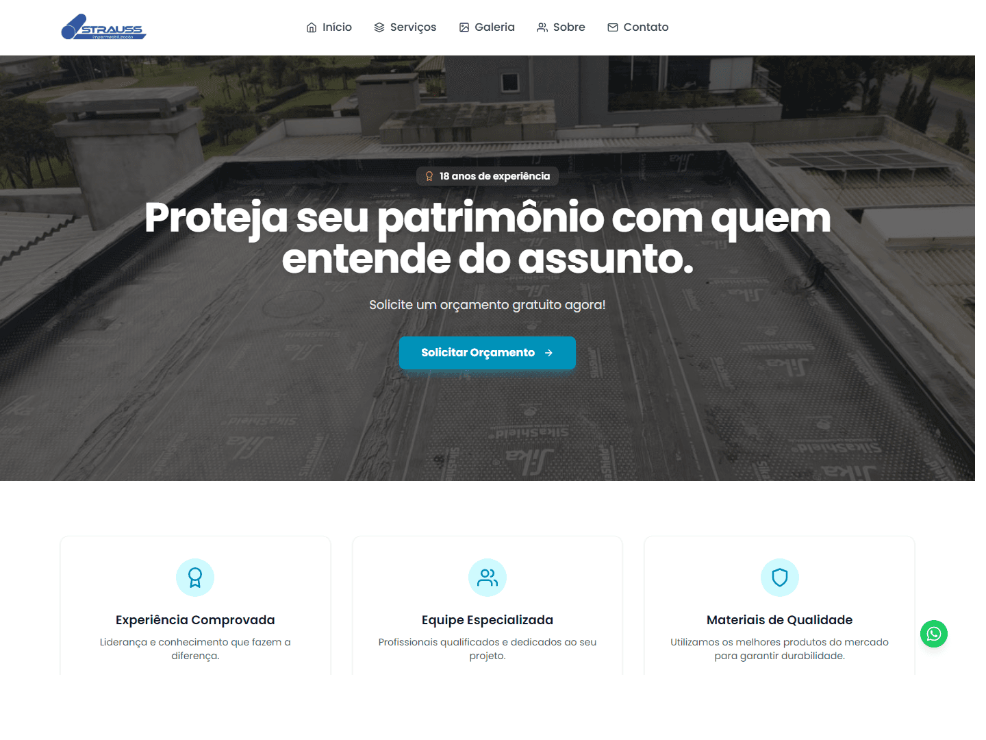 Captura do projeto Strauss Impermeabilizacao